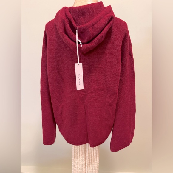 Kokun 100% cashmere burgundy hoodie sweater - Picture 3 of 10